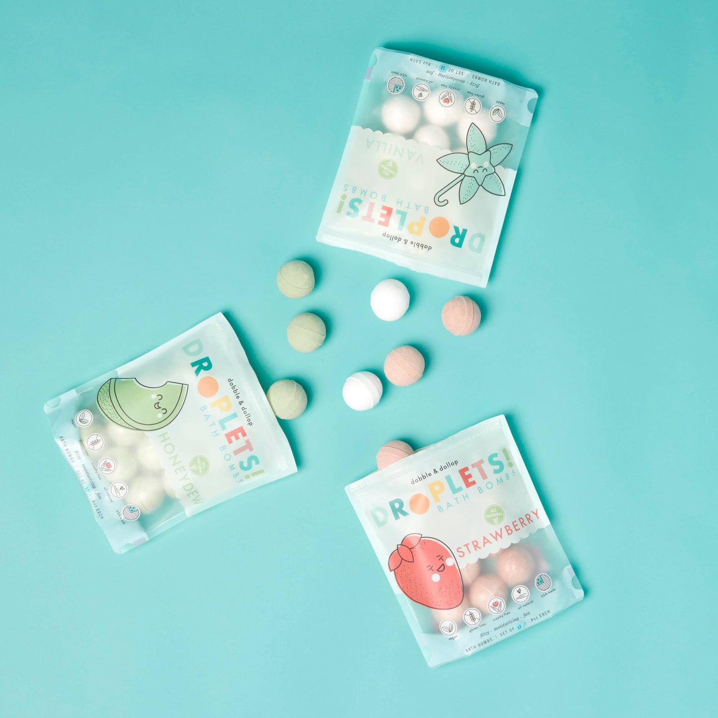 All-Natural Mini Bath Bombs - Honeydew Melon Pouch