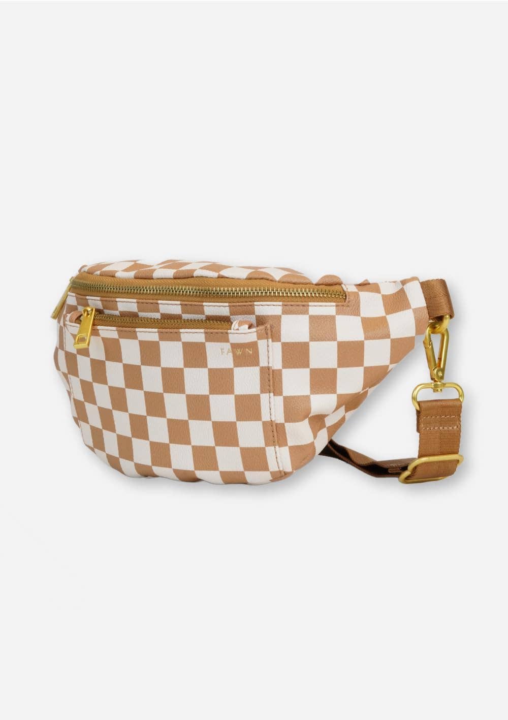 The Fawny Pack - Woven Faux Leather Fanny Pack Crossbody: Brown