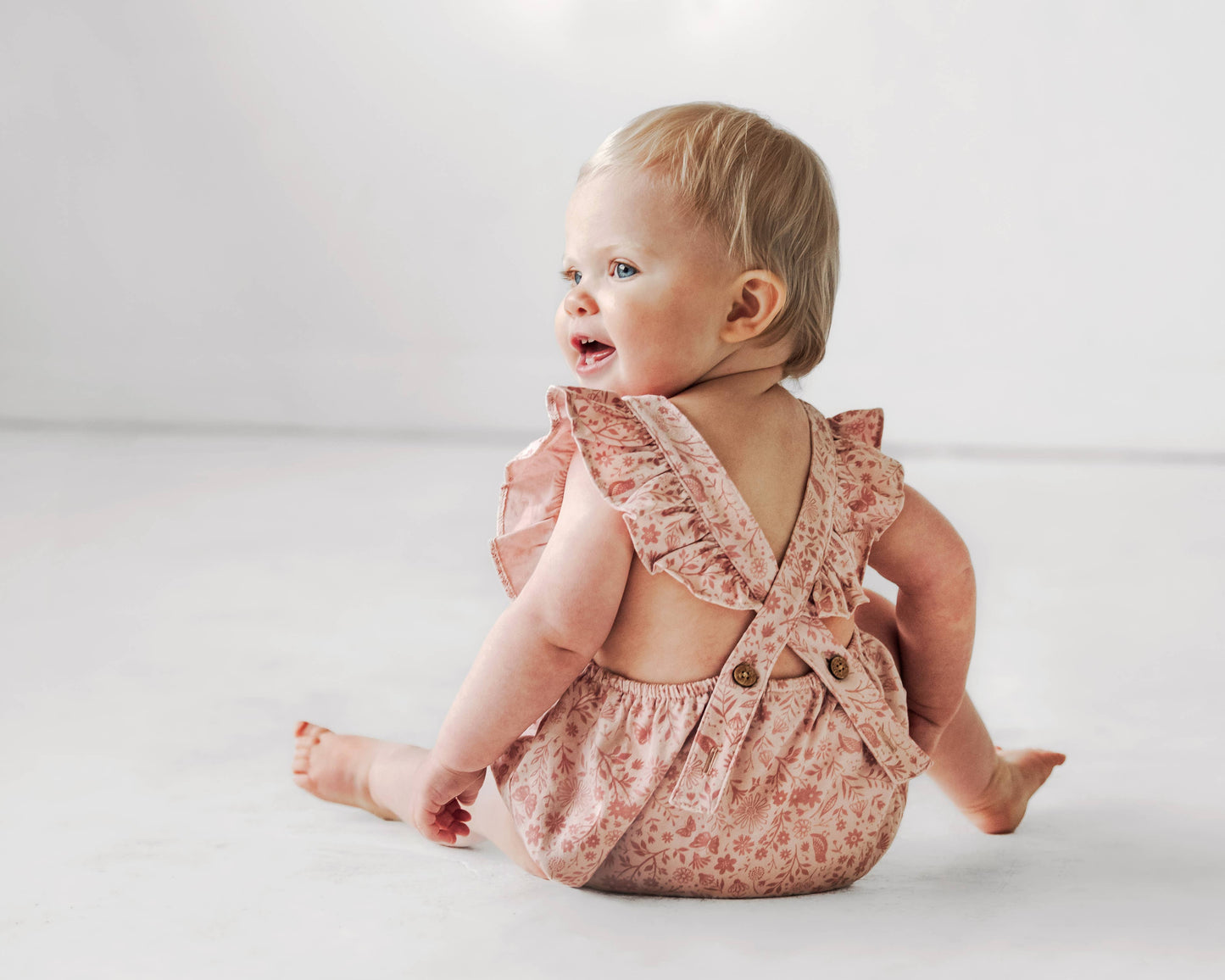 Overall Flutter Romper- Birds and Butterflies
