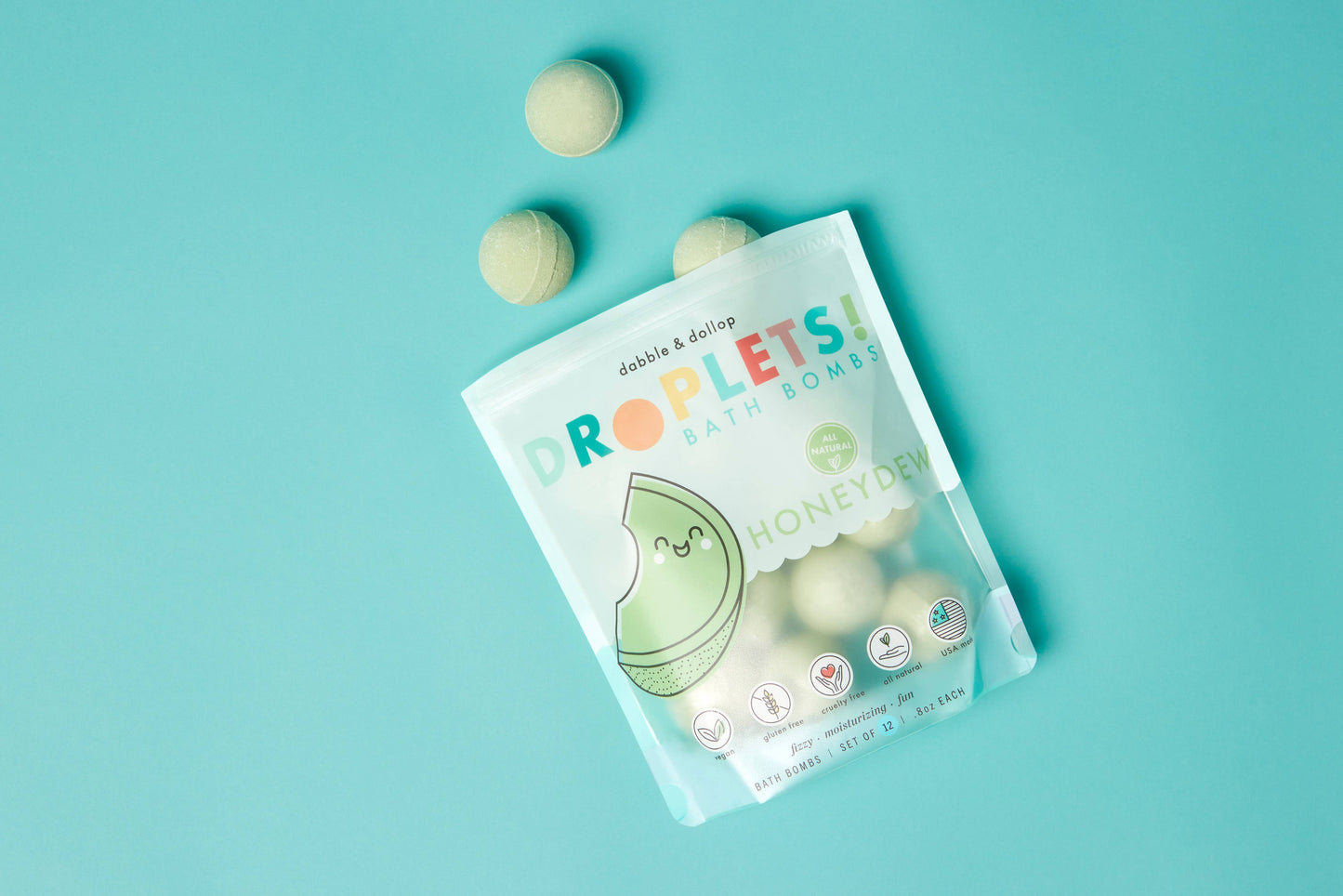 All-Natural Mini Bath Bombs - Honeydew Melon Pouch