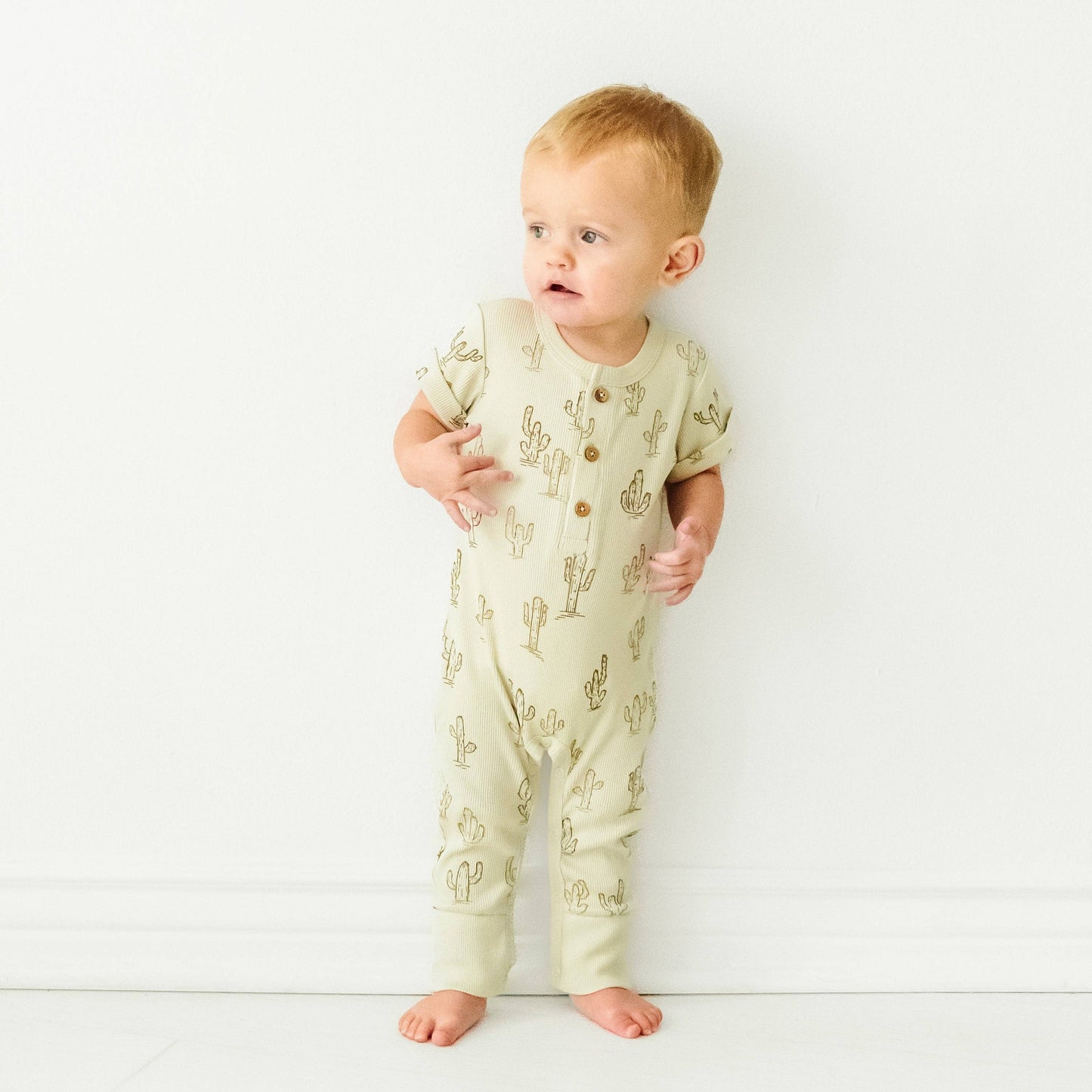 Cactus Short Sleeve Button Romper