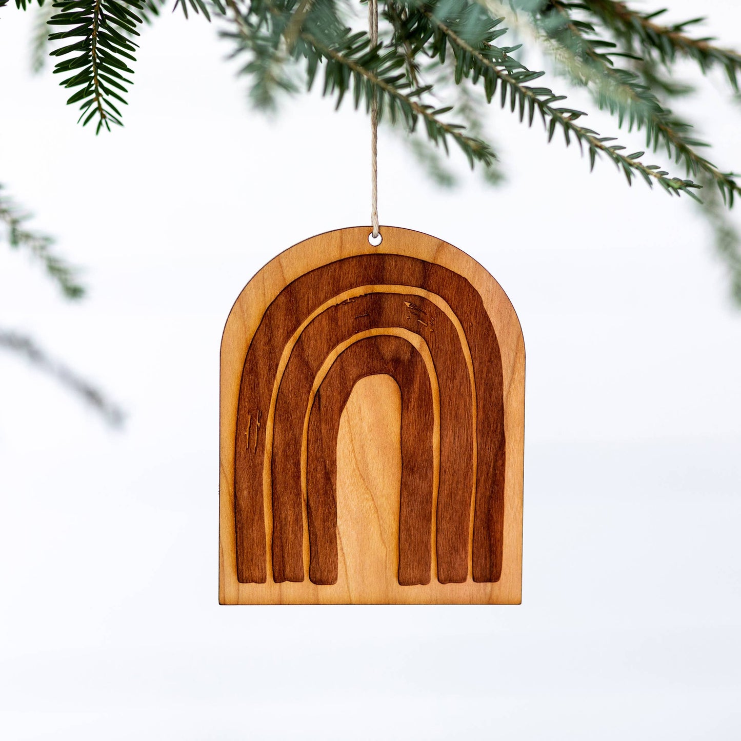 Modern Rainbow Engraved Wooden Christmas Ornament