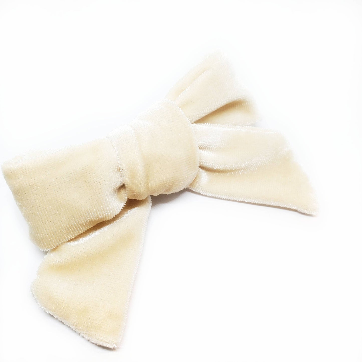 Cream Velvet Modern Hair Bow