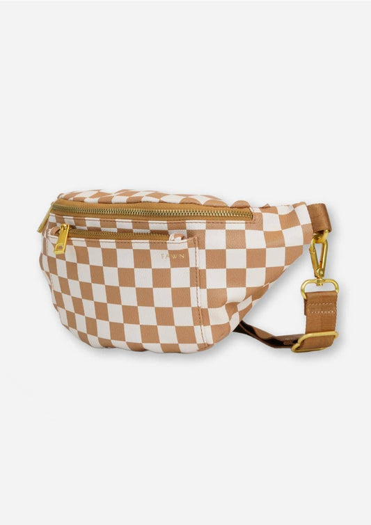 The Fawny Pack - Woven Faux Leather Fanny Pack Crossbody: Brown