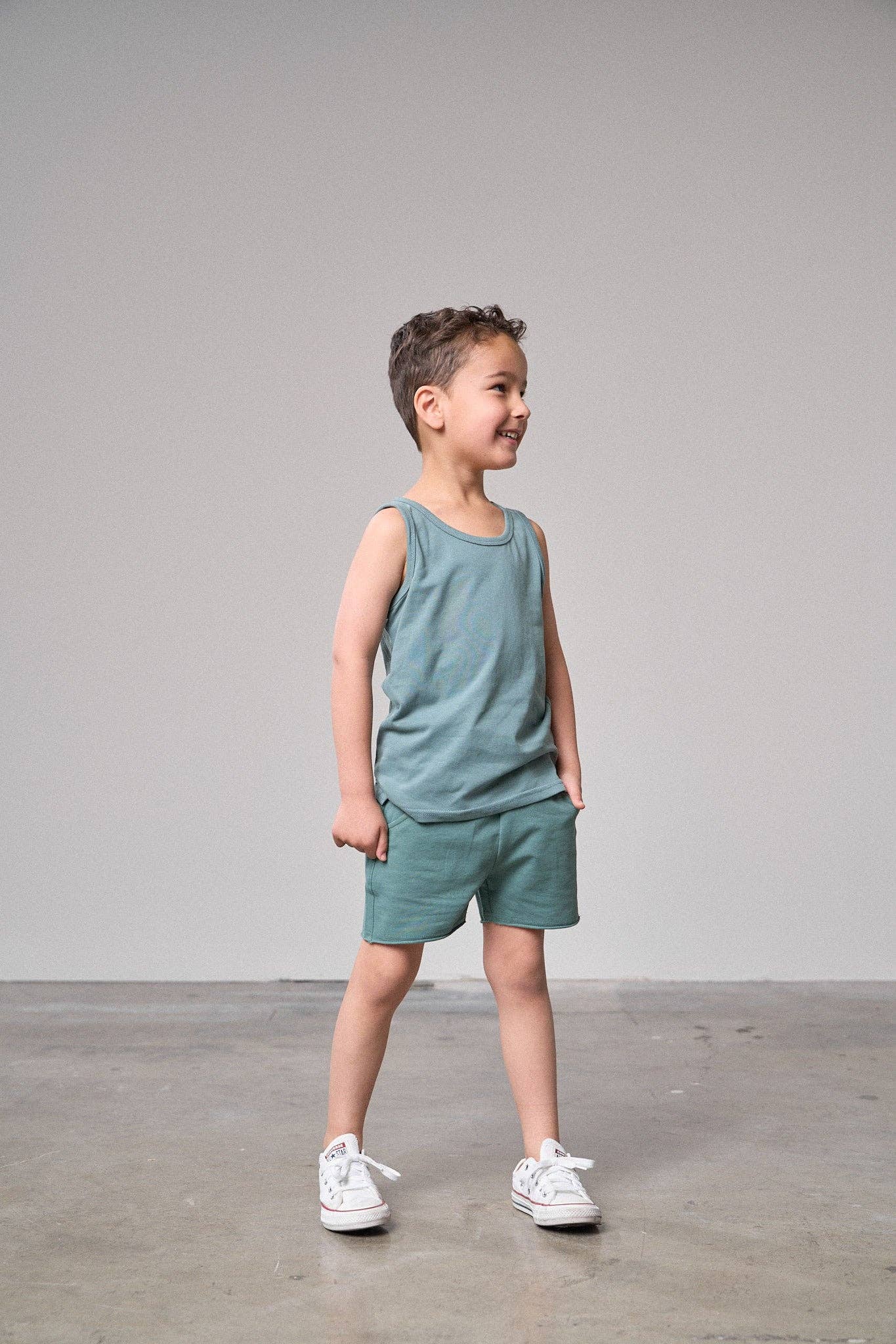 Raw Edge Harem Short - Teal