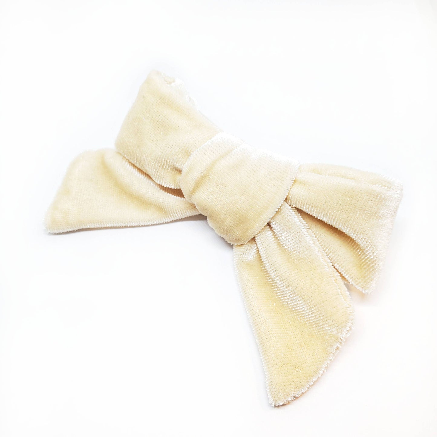 Cream Velvet Modern Hair Bow