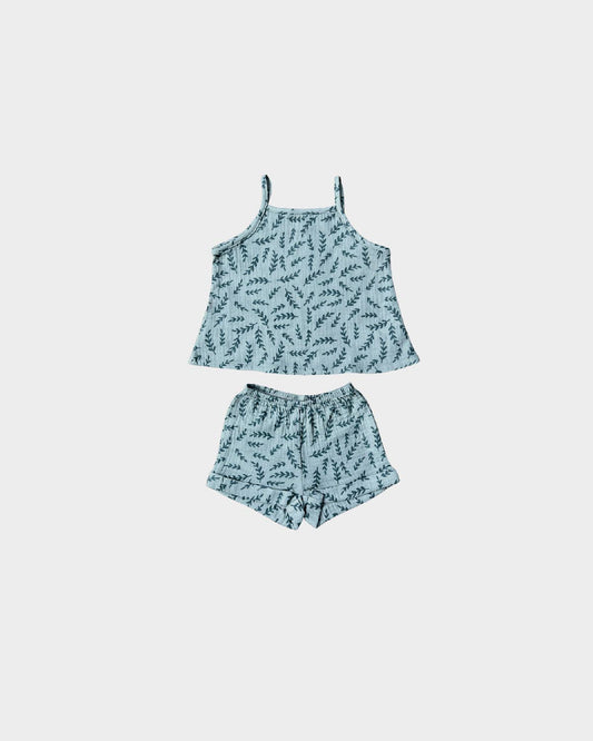 Gauze Tank & Short Set in Herb