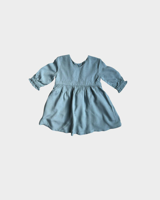 Woven Dress in Stone Blue