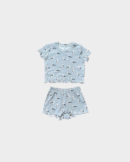Ribbed Two-Piece Set in Seagulls