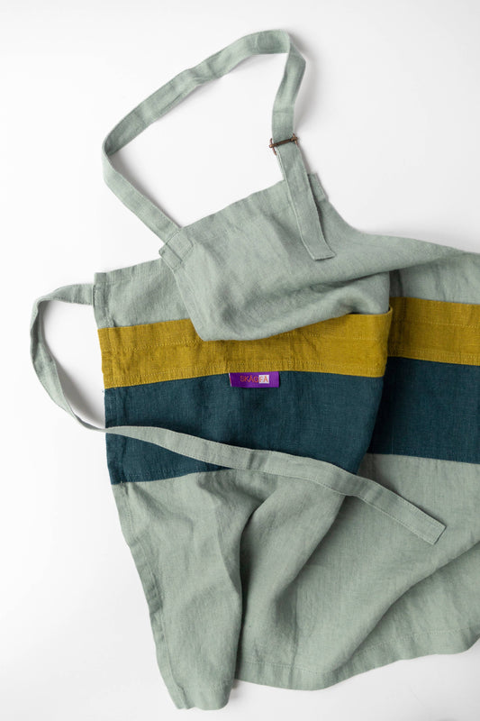 Kids Linen Apron - Sage